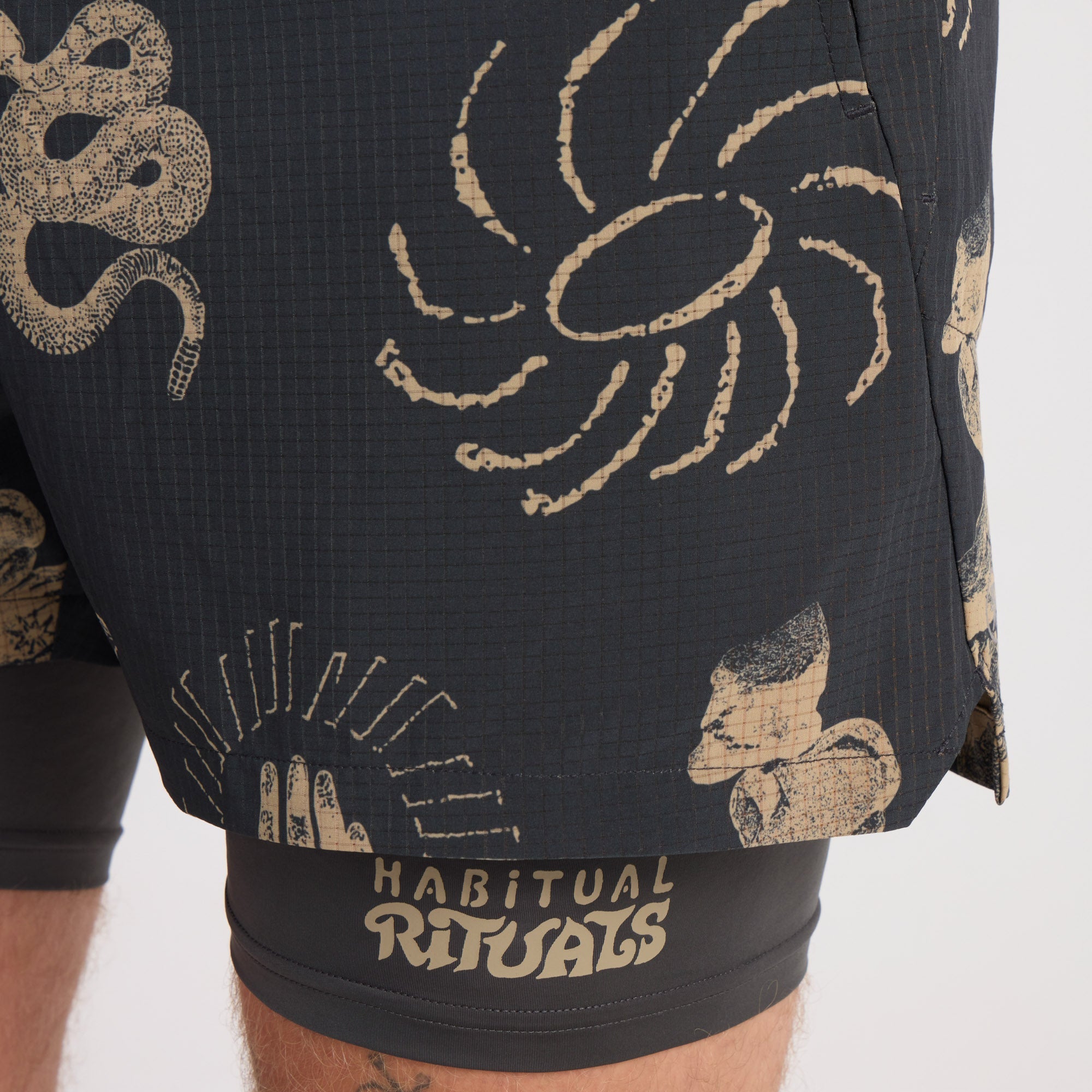 Versatile Roark active shorts in action, perfect for adventure and outdoor pursuits, styled as both Bermuda and boardshorts